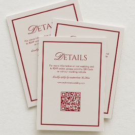Luxury Cream and Burgundy Wedding Details Qr Code  Begleitkarte
