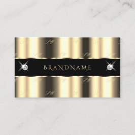 Luxury Cream Golden Black Sparkle Jewels Monogram Visitenkarte