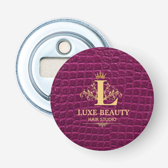 Luxury Crocodile Leather Monogram Gold Initial  Flaschenöffner (Vorderseite)