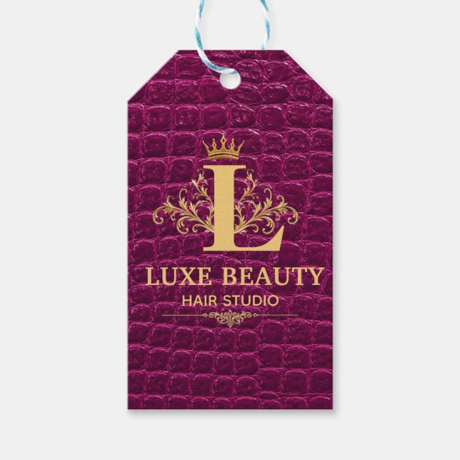 Luxury Crocodile Leather Monogram Gold Initial  Geschenkanhänger (Vorderseite)