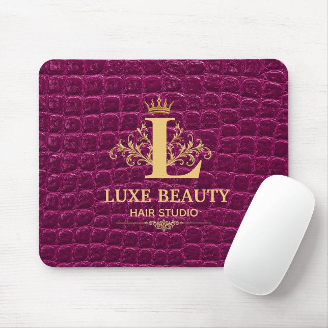 Luxury Crocodile Leather Monogram Gold Initial  Mousepad (Mit Mouse)