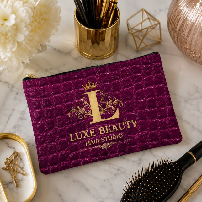 Luxury Crocodile Leather Monogram Gold Initial  Zubehörtasche (Von Creator hochgeladen)