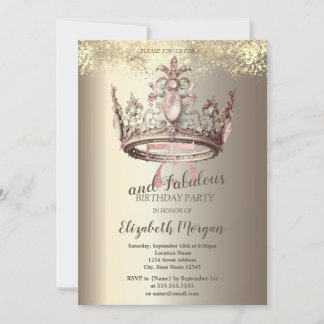 Luxury Crown Gold Confetti 75. Geburtstag Einladung