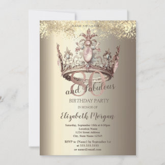 Luxury Crown Gold Confetti 80. Geburtstag Einladung