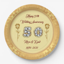 Luxury Customize Happy Gold 50 Jahre Jubiläum Pappteller