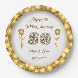 Luxury Customize Happy Gold 50 Jahre Jubiläum Pappteller