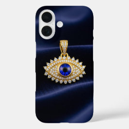 Luxury Designer-Style Evil Eye Pendant on Velvet iPhone 16 Hülle