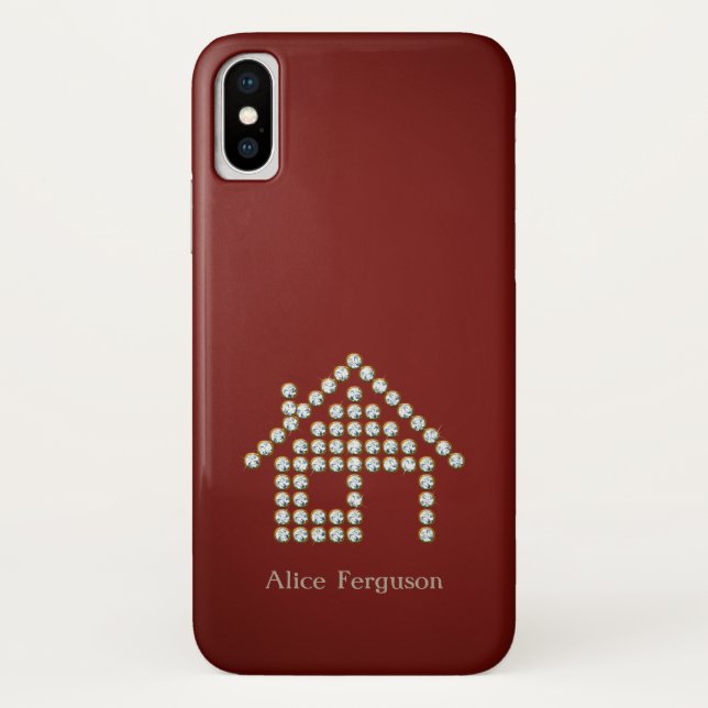 Luxury Diamond Zuhause | Roter Hintergrund Case-Mate iPhone Hülle (Rückseite)