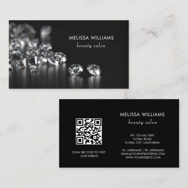 Luxury Diamonds Jeweler Jewelry Store Visitenkarte (Vorne/Hinten)