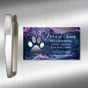 Luxury Dog Pet Grooming Paw Agate Magnetische Visitenkarte