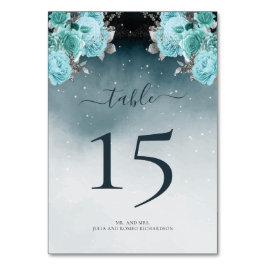 Luxury Dusty Blue Floral Wedding Tischnummer