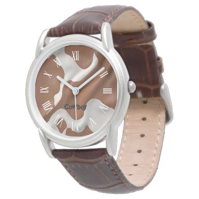 Luxury Elegant Faux Cow Leather Modern Collection Armbanduhr (Schrägansicht)