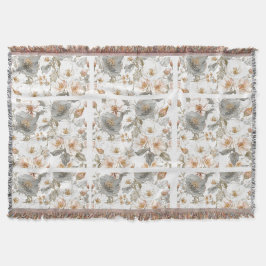 Luxury, Elegant, Gold Grey Flowers Pattern Decke