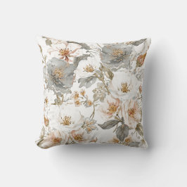 Luxury, Elegant, Gold Grey Flowers Pattern Kissen