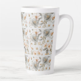 Luxury, Elegant, Gold Grey Flowers Pattern Milchtasse