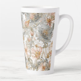 Luxury, Elegant, Gold Grey Flowers Pattern Milchtasse