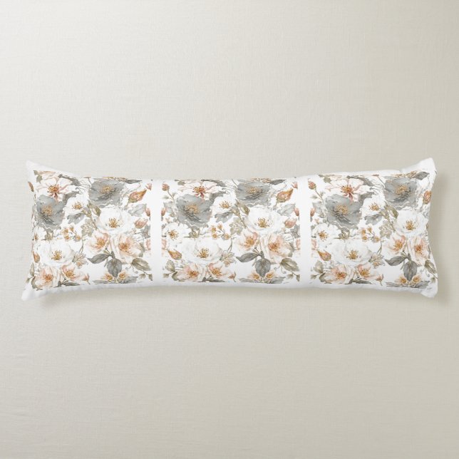 Luxury, Elegant, Gold Grey Flowers Pattern  Seitenschläferkissen (Vorderseite)