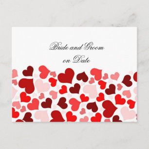 Luxury Elegant Red Hearts Rett Date Card Ankündigungspostkarte