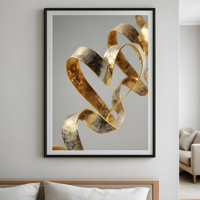 Luxury elegant ribbon heart. Valentine hearts. Poster (Von Creator hochgeladen)