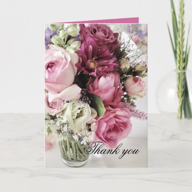 Luxury Elegant Wedding Bouquet Danke Karte (Vorderseite)