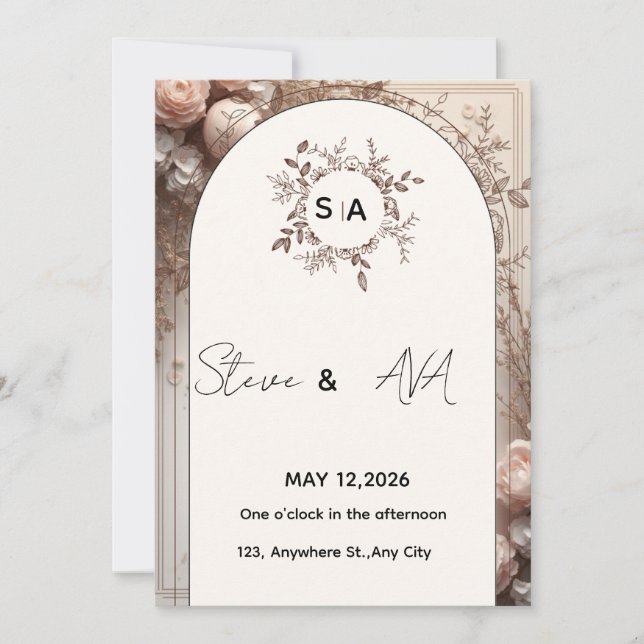 Luxury Elegant Wedding Invitation | Royal & Timele Einladung (Vorderseite)