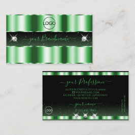 Luxury Emerald Green Black Sparkle Jewels Logo hin Visitenkarte