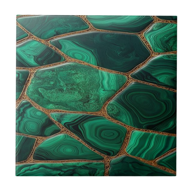 Luxury Emerald Malachite Green Marble Abstract Fliese (Vorderseite)