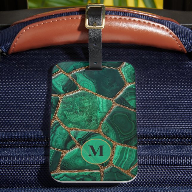 Luxury Emerald Malachite Green Marble Abstract Gepäckanhänger (Vorderseite Insitu 2)