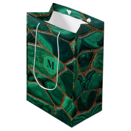 Luxury Emerald Malachite Green Marble Abstract Mittlere Geschenktüte