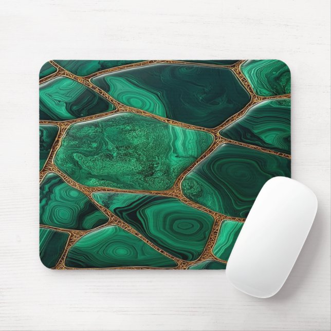 Luxury Emerald Malachite Green Marble Abstract Mousepad (Mit Mouse)