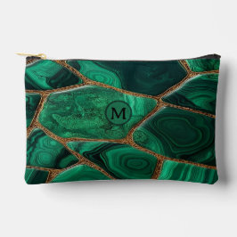 Luxury Emerald Malachite Green Marble Abstract Zubehörtasche