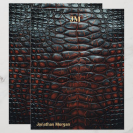 Luxury Executive Monogram Premium Leather Briefbogen