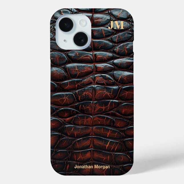 Luxury Executive Monogram Premium Leather  Case-Mate iPhone Hülle (Rückseite)