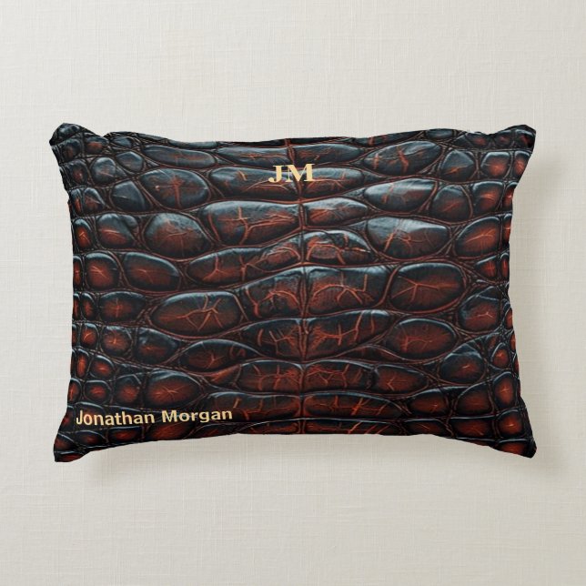 Luxury Executive Monogram Premium Leather  Dekokissen (Vorderseite)
