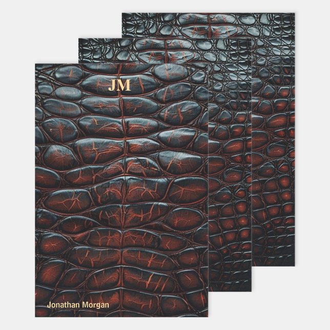 Luxury Executive Monogram Premium Leather  Geschenkpapier Set (Von Creator hochgeladen)