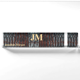 Luxury Executive Monogram Premium Leather Namensplakette