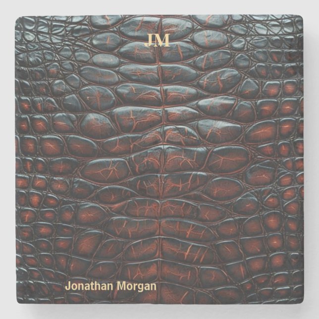 Luxury Executive Monogram Premium Leather  Steinuntersetzer (Vorderseite)