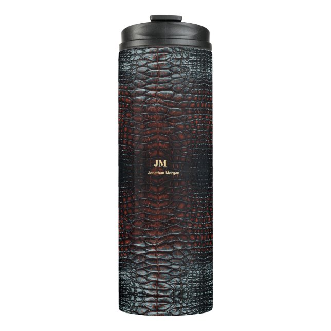 Luxury Executive Monogram Premium Leather  Thermosbecher (Vorderseite)