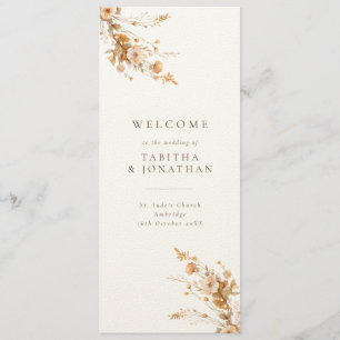 Luxury Fall Brown & Tan Wildblumen Hochzeit Programm
