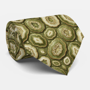 Luxury Faux Silk Col cravate olivâtre + géode do