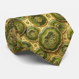 Luxury Faux Silk Col cravate olivâtre + géode do