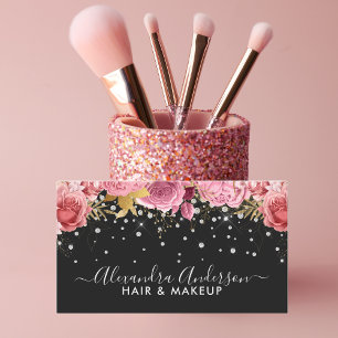 Luxury Floral Diamond Glitzer Visitenkarte