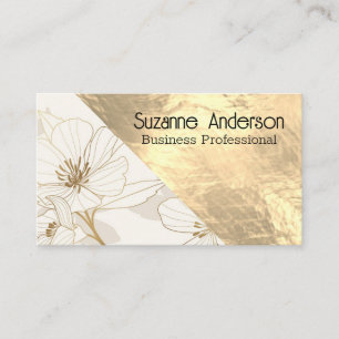 Luxury Floral   Gold Metal Textur Visitenkarte