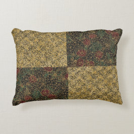 Luxury Flowers and Gold Pattern ,Gold Black Red Dekokissen