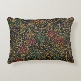 Luxury Flowers Pattern,Gold Black Red Green Dekokissen