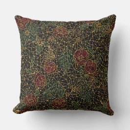 Luxury Flowers Pattern,Gold Black Red Green Kissen