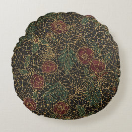 Luxury Flowers Pattern,Gold Black Red Green Rundes Kissen