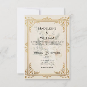 Luxury Formal Elegant Gold Hochzeit Speichern Sie RSVP Karte