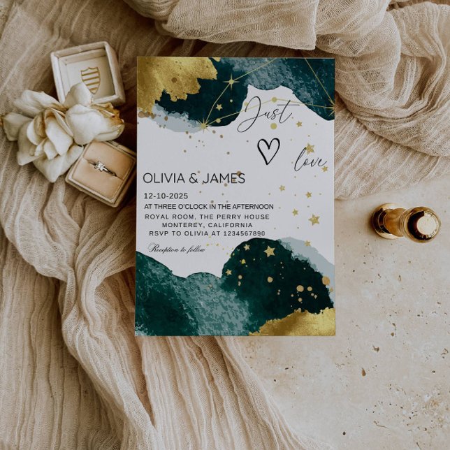 Luxury Galaxy Wedding - "Just Love" Starry Party Einladung (Von Creator hochgeladen)