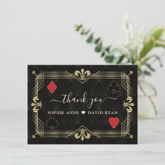 Luxury Gatsby Casino Las Vegas Poker Wedding Dankeskarte